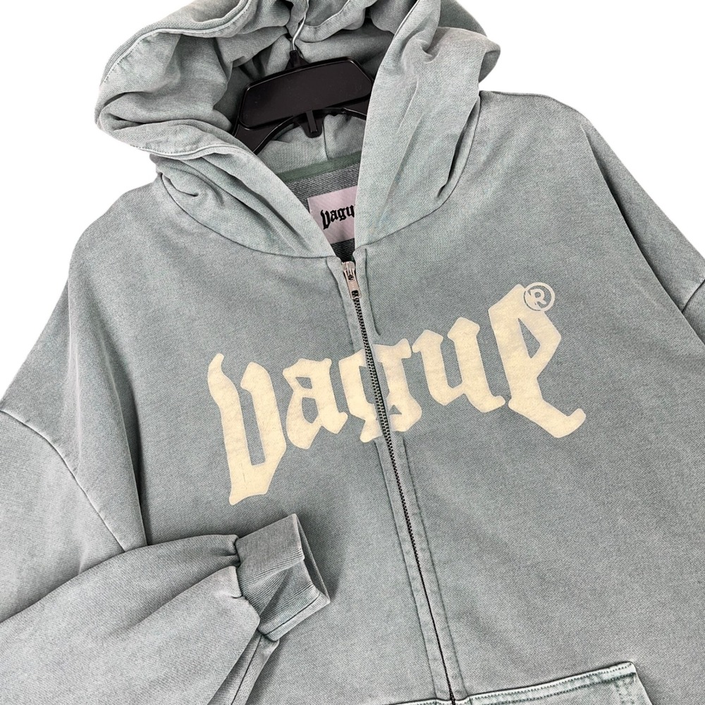 Vague Logo Zip Up Hoodie Graphic‎ Heavyweight Streetwear Men 2XL